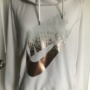 Nike White Rode Gold Glitter Women's Running Hoodie Size Large
